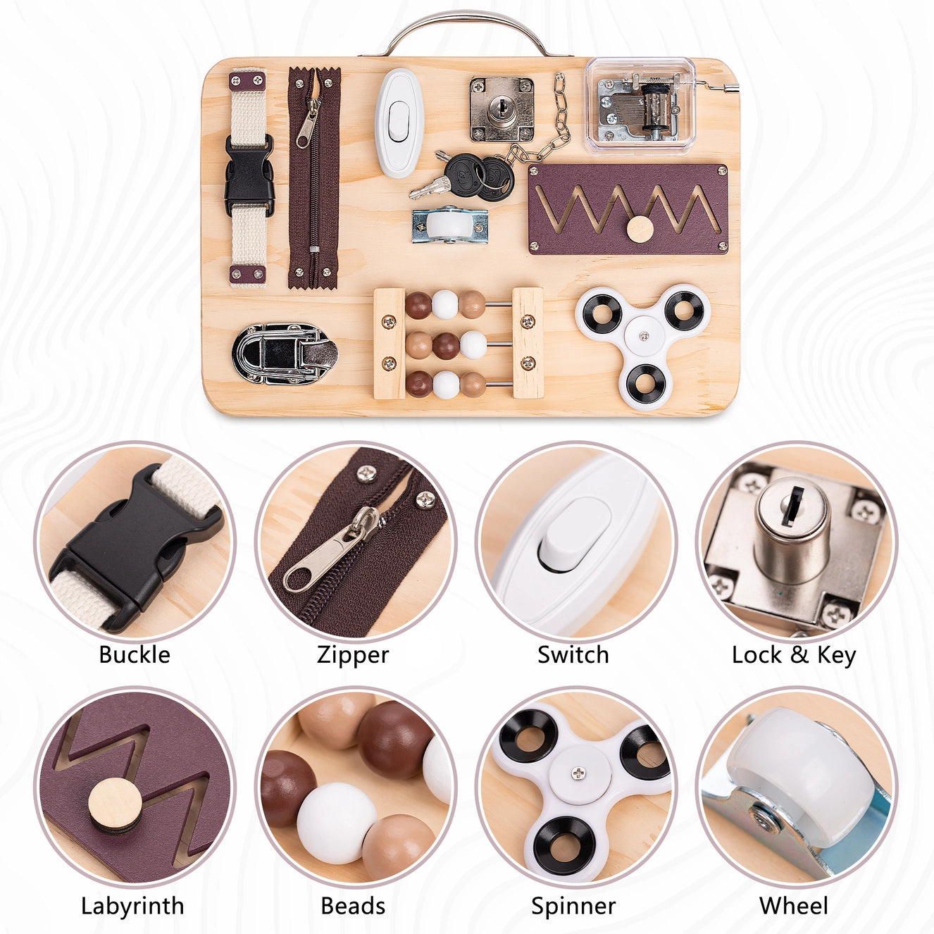 Montessori Fidget Wooden Busy Board