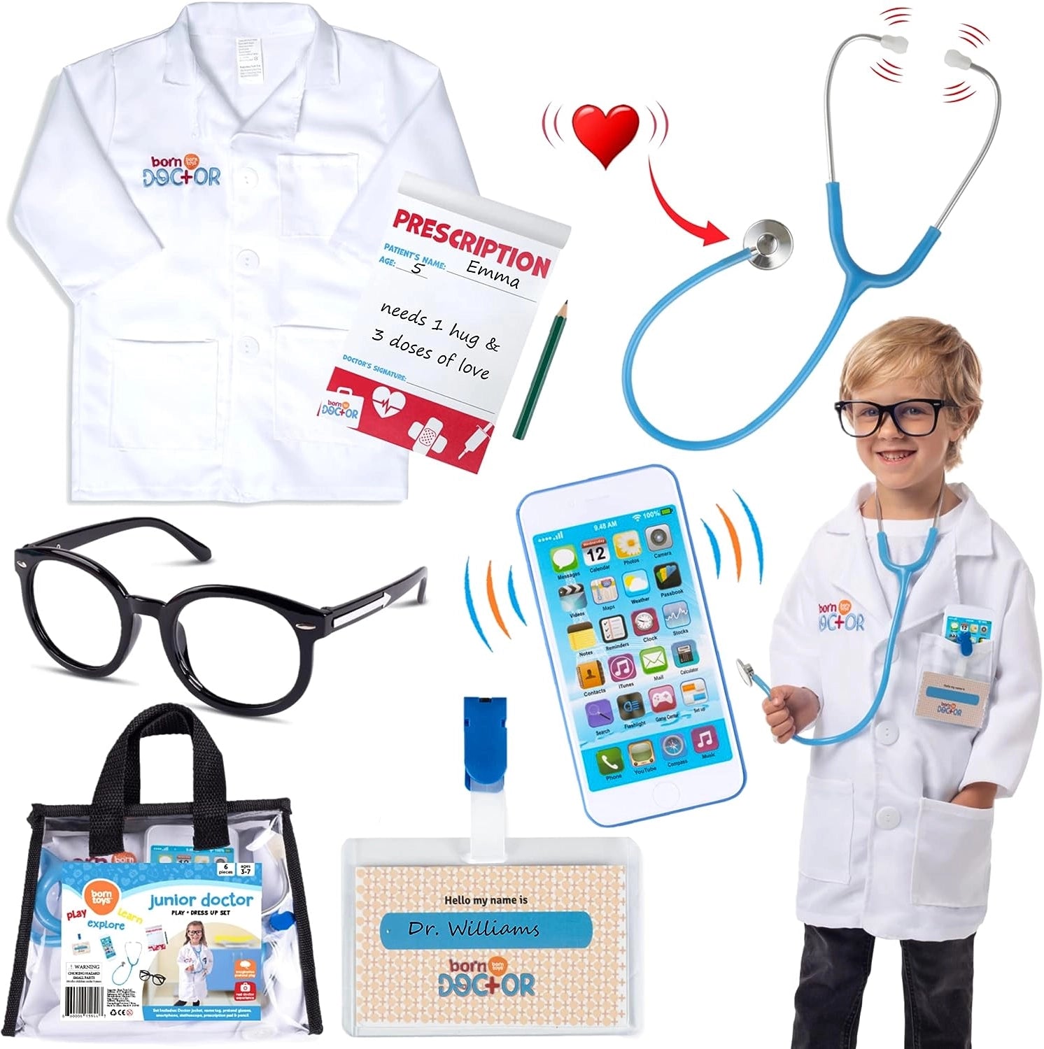 Kids Doctor Costume Set – Lab Coat, Stethoscope & More