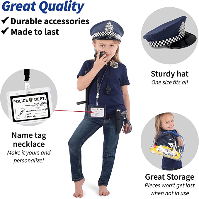 Police Officer Costume for Kids – Hat, Badge, Handcuffs & More