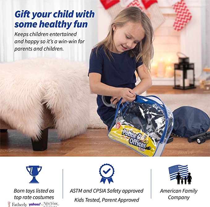 Police Officer Costume for Kids – Hat, Badge, Handcuffs & More