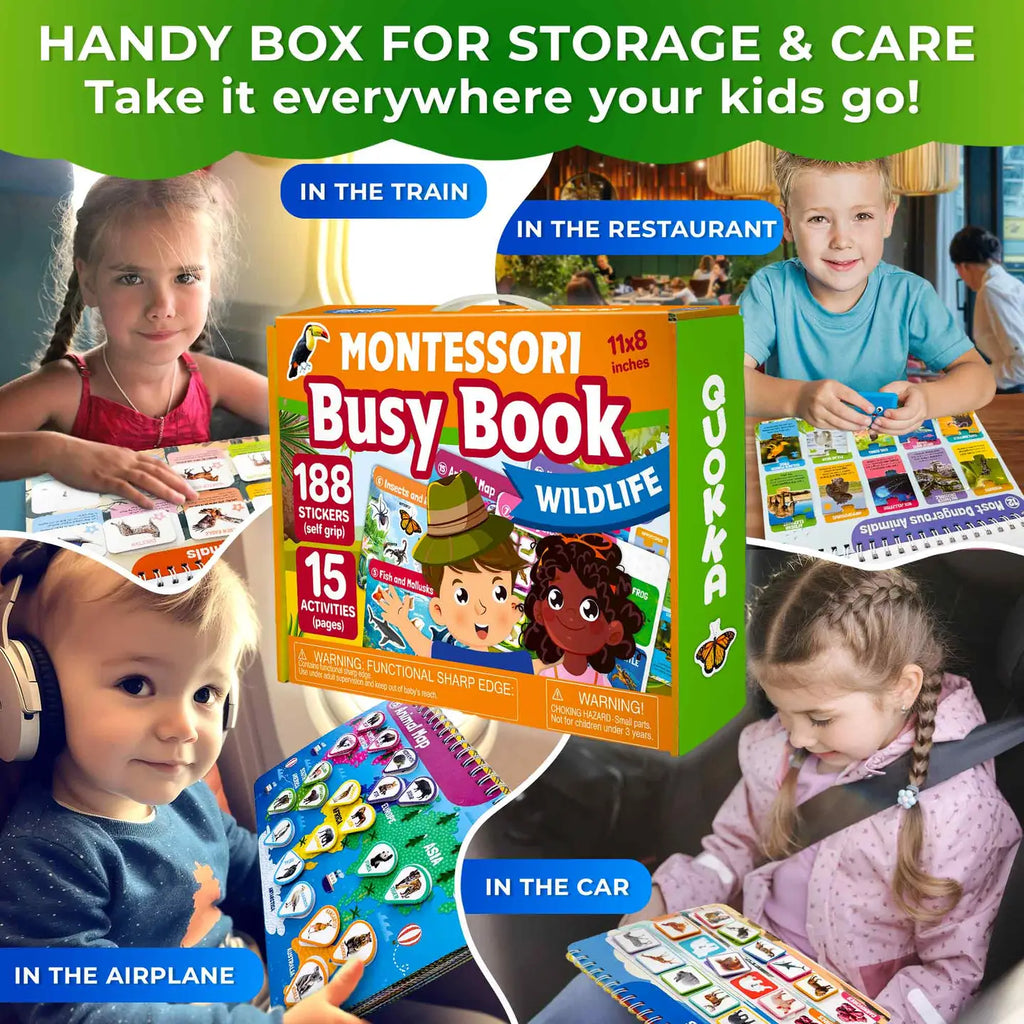 Compact, portable, and designed for travel—take learning anywhere! From car rides to airplanes, the Montessori Busy Book keeps curiosity alive on the go.