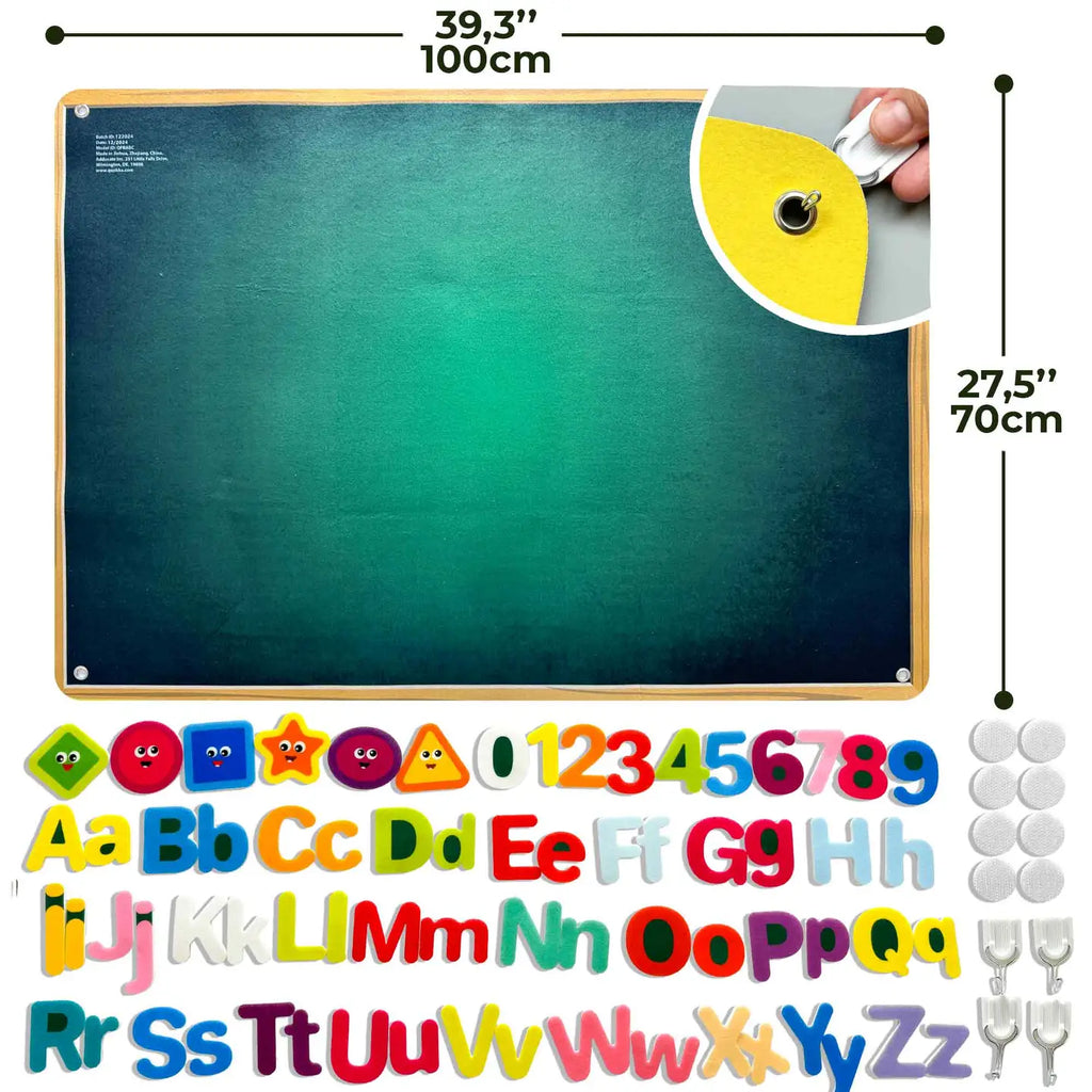 ABC Felt Board for Kids with 68 Velcro letters and colorful reusable elements for preschool learning
