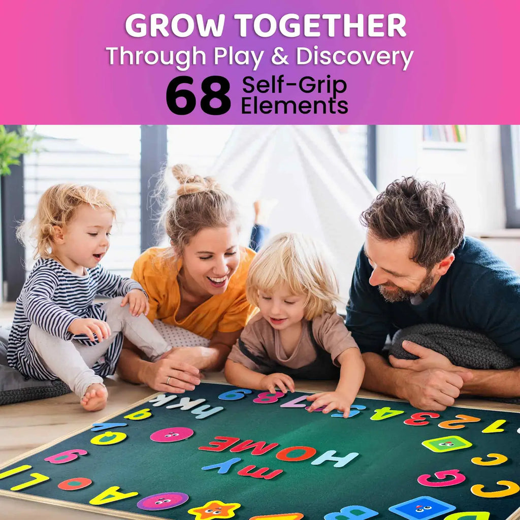 Preschool children using ABC Felt Board for Kids educational flannel toy in classroom activity
