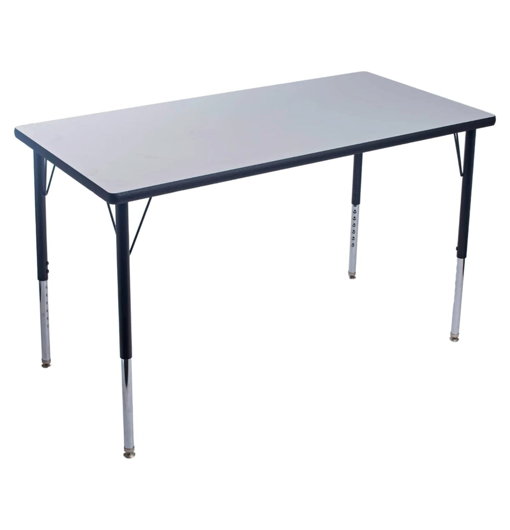 Adjustable rectangular activity table with gray top and black legs, 24x48 inch, for classrooms, therapy rooms, and sensory learning.