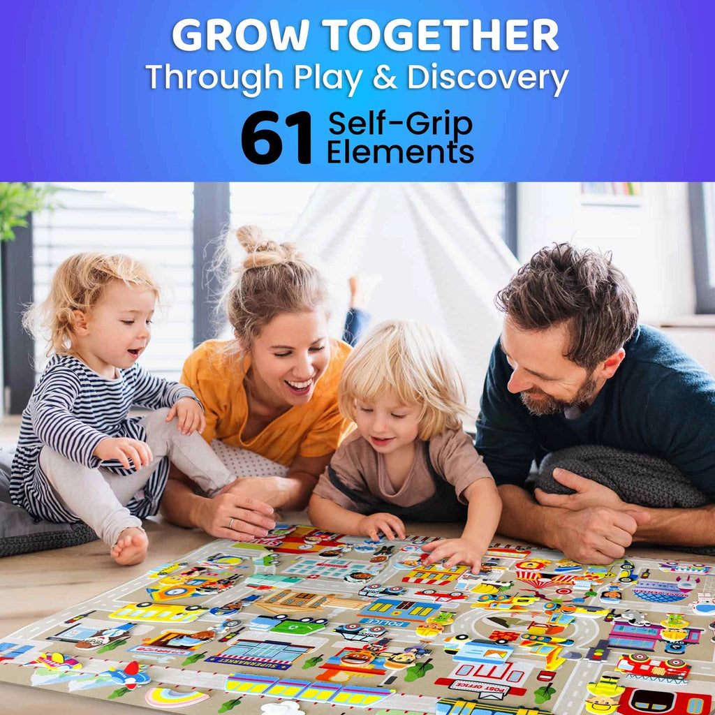 Bring city life to playtime! The Felt Board City for Kids includes 61 Velcro pieces that inspire imagination, storytelling, and fine-motor skill development.