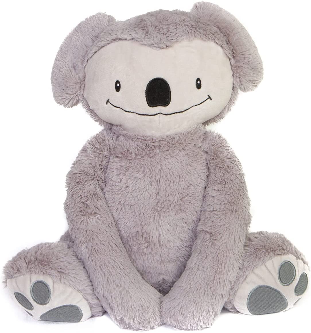 Weighted koala plush sensory toy for kids with soft gray fur on a white background, ideal for calm and comfort.